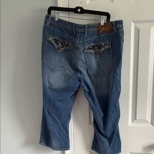 Seven7 Embellished Distressed Blue Cropped Ankle Jeans Size 22